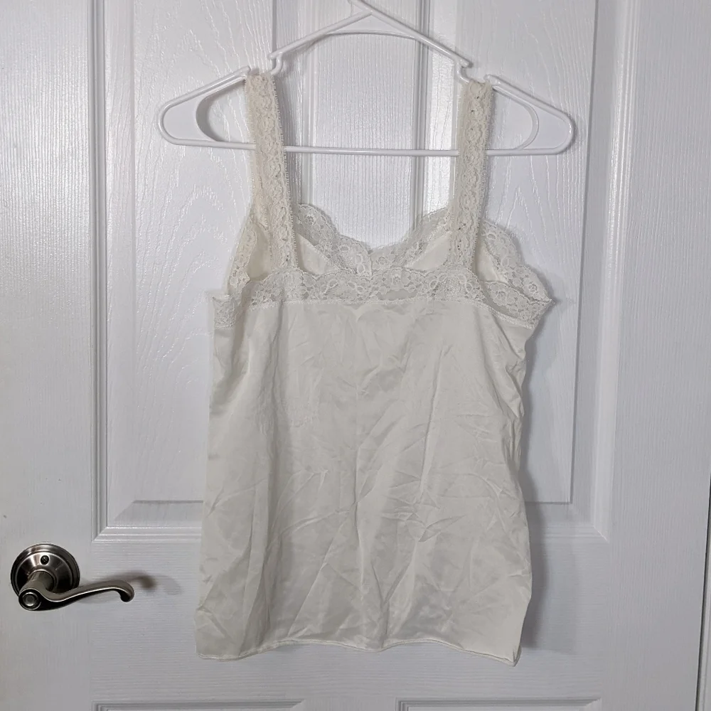 Vintage Lace Trim Florette Center Ivory Pick-Up Stitch Nylon Slip Cami Size M‎ - Picture 3 of 8